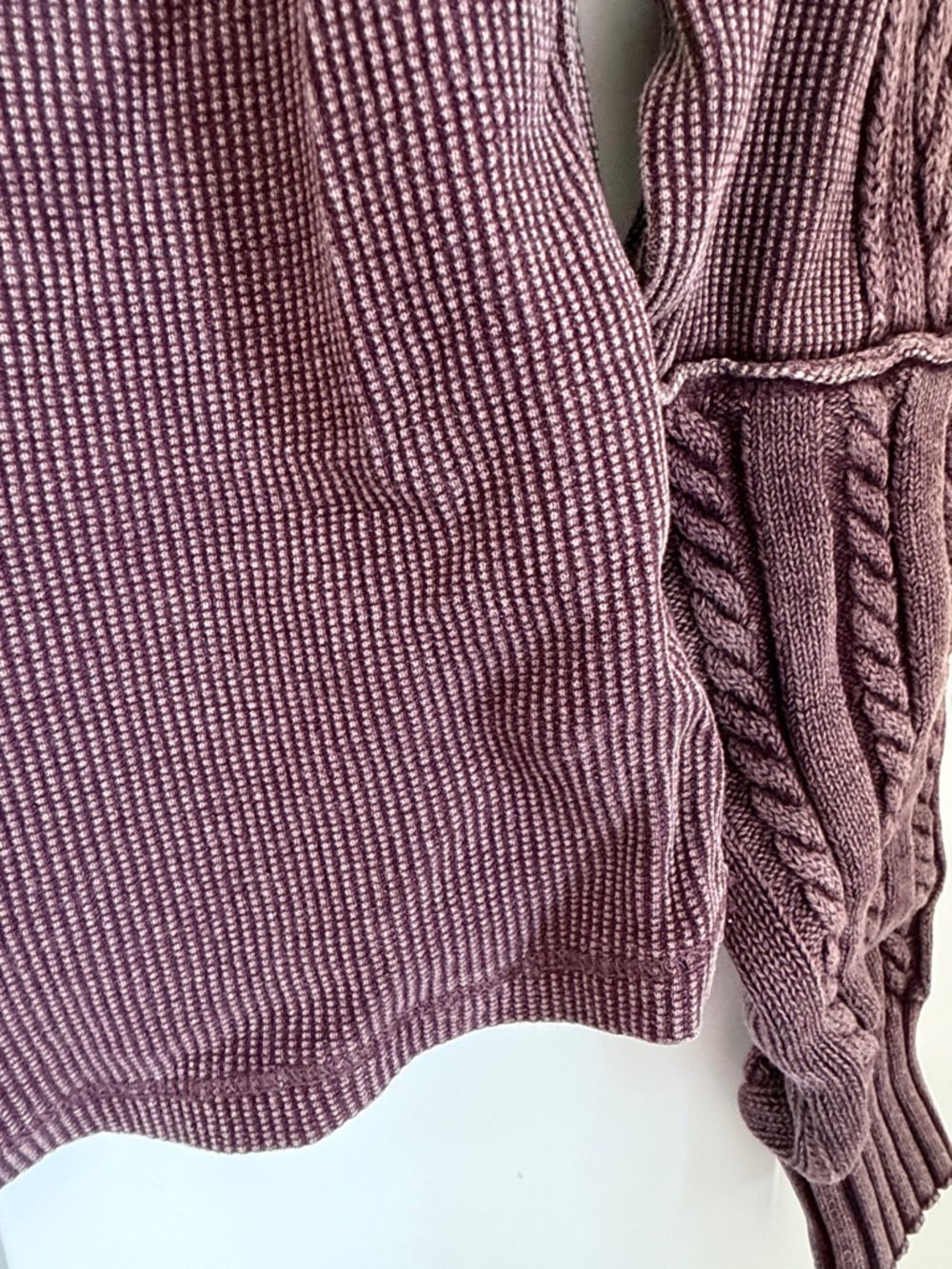 We The Free Cable-Trim Mock Neck Sweater - Plum - Picture 6 of 8